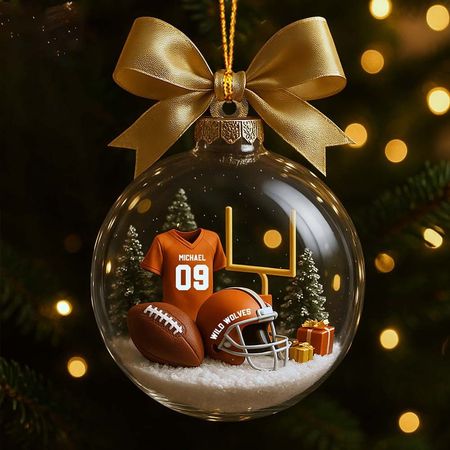 Personalized Football Transparent Ornament-Gift For Football Lovers